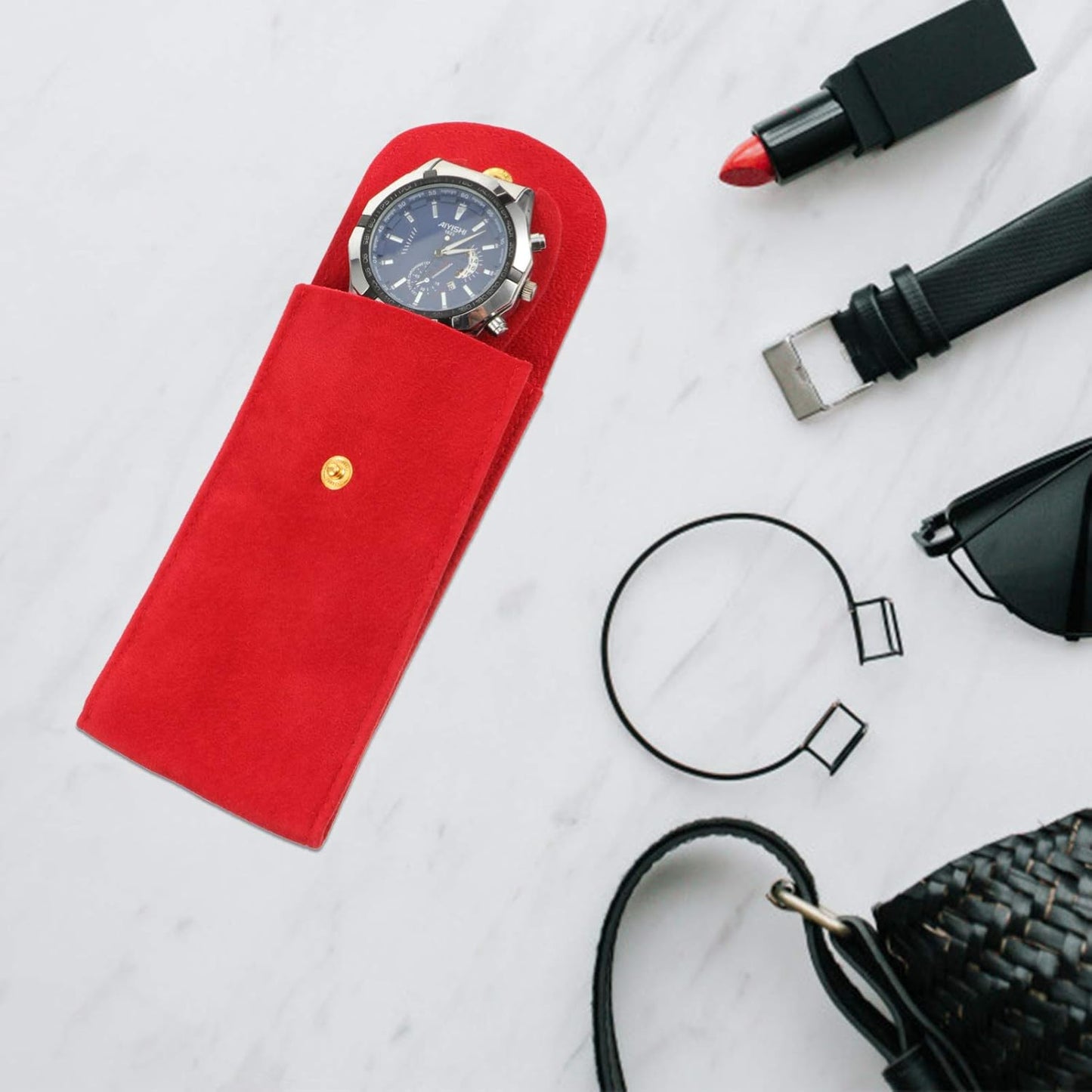 Pochette De Voyage - WatchProtectionPouch™ - Rouge - Rangement Précieux